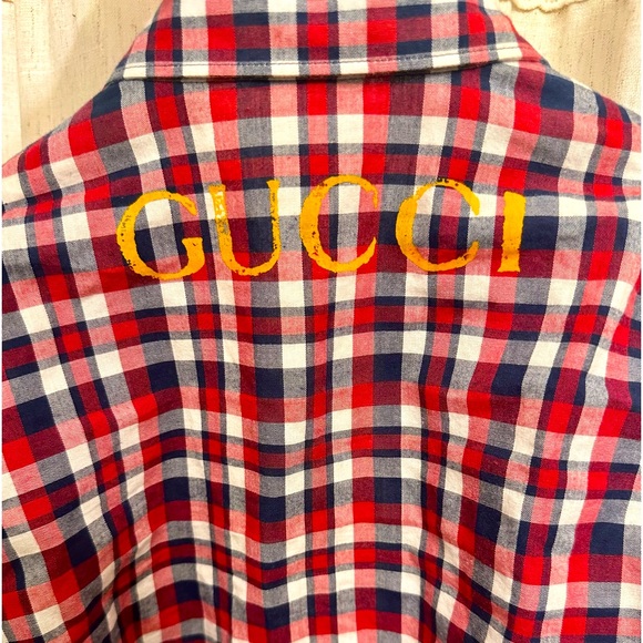 GUCCI Kids Plaid Button Down Shirt 8 - Picture 5 of 11